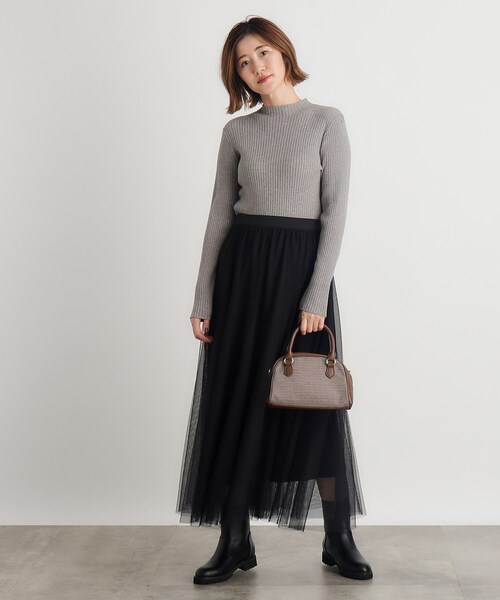 grove（グローブ）の「◆【吸湿発熱／帯電防止】ハイネックリブプルオーバー（ニット/セーター・レディース・オフホワイト/ベージュ系その他5/ブラック/ベージュ/ライトグレー・02/03/01/04/05）」の21枚目の写真