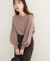 衿ぐり刺繍スカラップニット