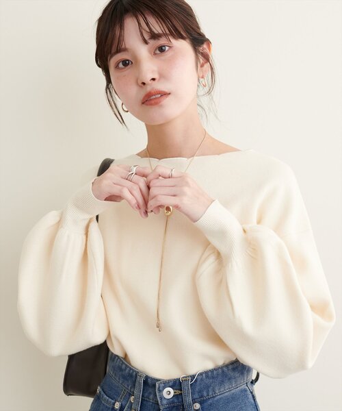 セール】衿ぐり刺繍スカラップニット（ニット/セーター