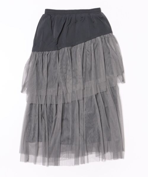 Q（キュー）の「チュールティアードスカート（スカート・レディース・カーキ/グレー・MEDIUM）」の4枚目の写真