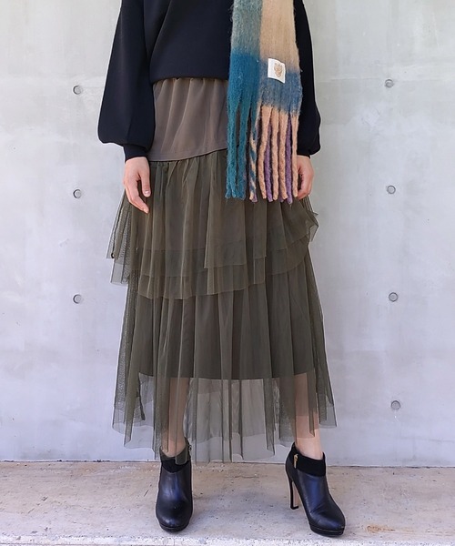 【セール】チュールティアードスカート（スカート）｜Q（キュー）