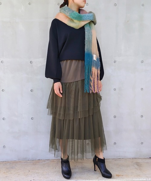 Q（キュー）の「チュールティアードスカート（スカート・レディース・カーキ/グレー・MEDIUM）」の17枚目の写真