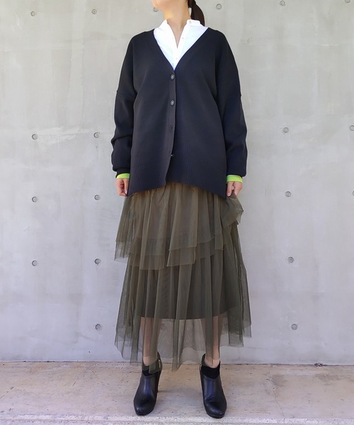 Q（キュー）の「チュールティアードスカート（スカート・レディース・カーキ/グレー・MEDIUM）」の18枚目の写真