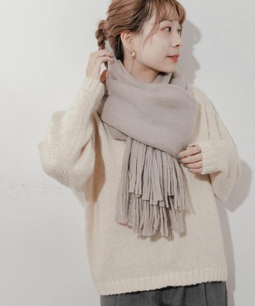 SMELLY(スメリー)の「ソフトボリュームマフラー(マフラー・レディース・ホワイト/グリーン系その他/ベージュ/グレー/チャコールグレー・-)」の21枚目の写真