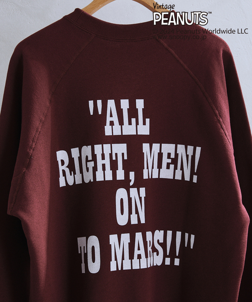 Vintage PEANUTS(ビンテージピーナッツ)の「PEANUTS×SPORTS WEAR by relume 別注 プリント スウェット WINTER(スウェット・メンズ・チャコールグレー/ボルドー/アイボリー/ネイビー・MEDIUM/LARGE/X-LARGE)」の19枚目の写真