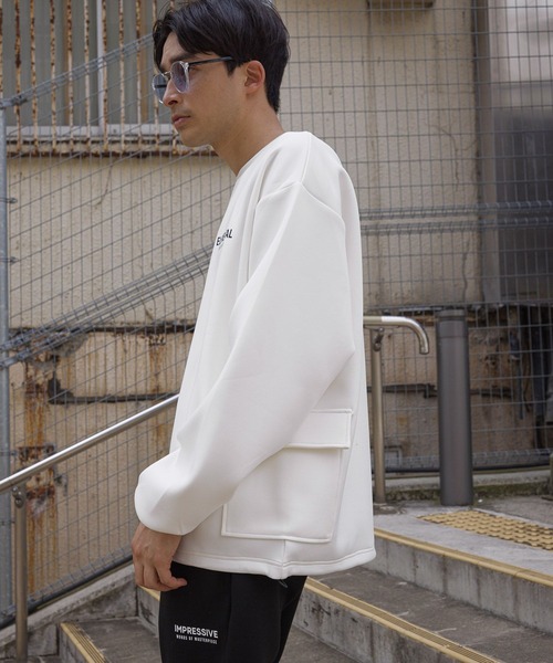 LAKOLE（ラコレ）の「ストレッチポケットプルオーバー＜PARK by LAKOLE＞ / 151325（スウェット・メンズ・ホワイト/ブラック/オリーブ・MEDIUM/LARGE）」の4枚目の写真