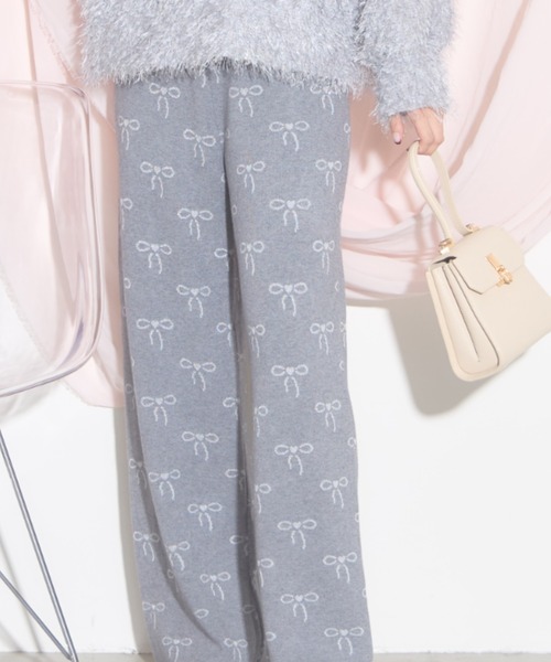 【ZOZO限定】リボン柄ニットパンツ（その他パンツ）｜tocco closet（トッコ クローゼット）