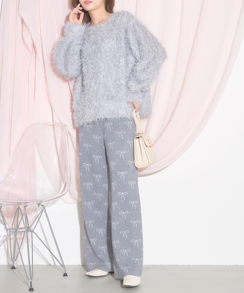 tocco closet(トッコ クローゼット)の「【ZOZO限定】リボン柄ニットパンツ(その他パンツ・レディース・グレー/ブラック/ベージュ・M)」の9枚目の写真