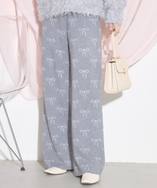 tocco closet(トッコ クローゼット)の「【ZOZO限定】リボン柄ニットパンツ(その他パンツ・レディース・グレー/ブラック/ベージュ・M)」の12枚目の写真