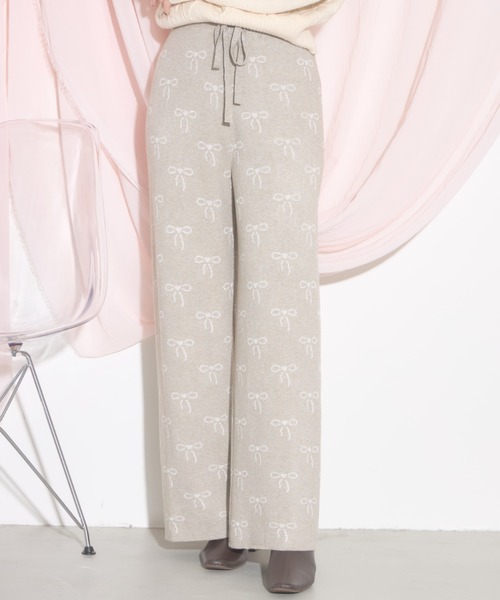 tocco closet(トッコ クローゼット)の「【ZOZO限定】リボン柄ニットパンツ(その他パンツ・レディース・グレー/ブラック/ベージュ・M)」の18枚目の写真