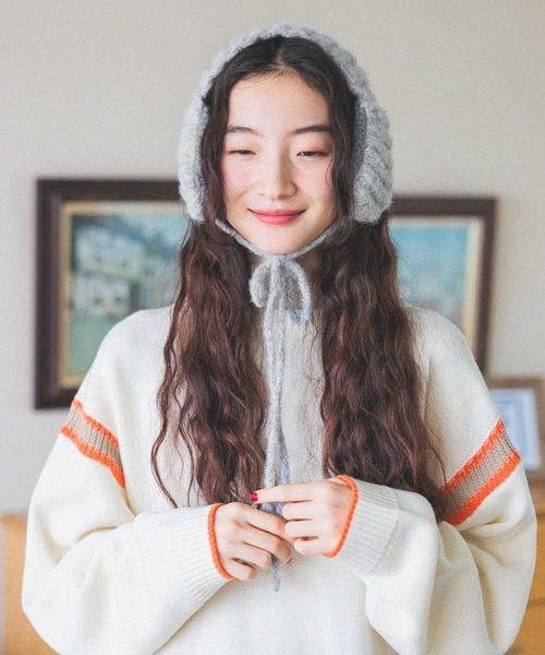 niko and...（ニコアンド）の「オリジナルニットイヤーマフラー（イヤーマフ・レディース・ライトブルー/ベージュ/グレー・0）」の4枚目の写真