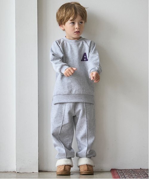 petit main（プティマイン）の「【GOODPRICE】裏起毛カットパンツ（スウェットパンツ・キッズ・クリーム/トップグレー/ネイビー/ブラウン・80ｃｍ/90cm/100cm/110cm/120cm/130cm）」の3枚目の写真