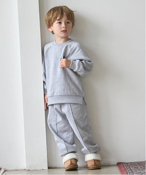 petit main（プティマイン）の「【GOODPRICE】裏起毛カットパンツ（スウェットパンツ・キッズ・クリーム/トップグレー/ネイビー/ブラウン・80ｃｍ/90cm/100cm/110cm/120cm/130cm）」の7枚目の写真