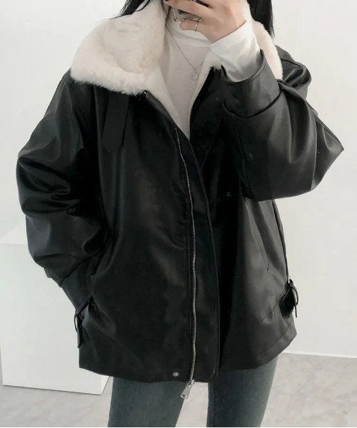 y2k FUZZYKON ファーダブルジップレザージャケット Y2K】FUZZYKON ファーダブルZIPレザージャケット - メルカリ