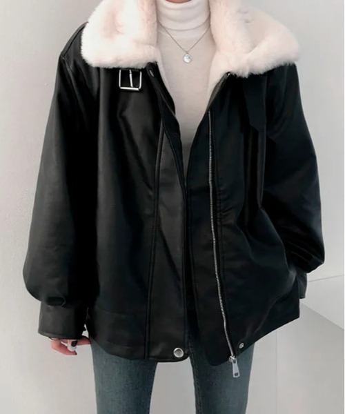 Y2K✨FUGA レザー襟テーラードジャケット 全面ペイズリー裏地 ラムレザー セール】Y2K ファー裏地レザー調オーバージャケット（テーラード