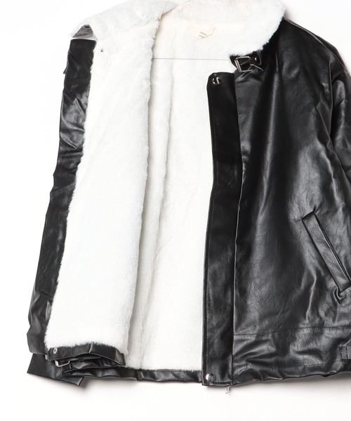 Y2K ファー裏地レザー調オーバージャケット（テーラード