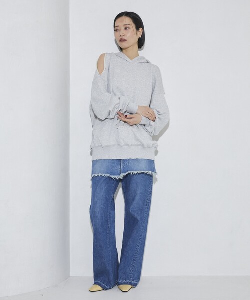 Firsthand（ファーストハンド）の「Firsthand/ファーストハンド ダメージスリットフーディ（パーカー・レディース・グレー/チャコールグレー・FREE）」の10枚目の写真