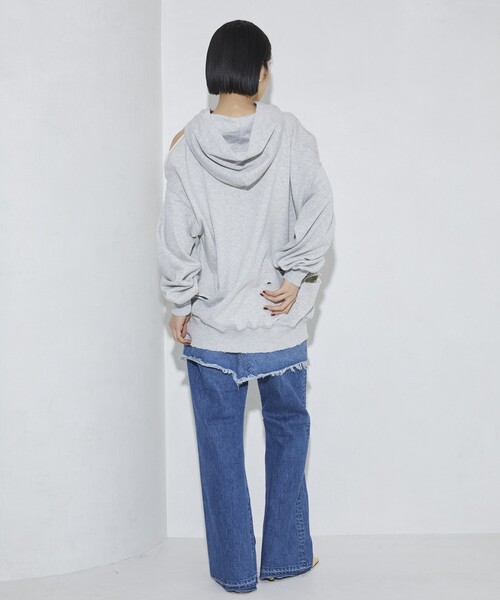 Firsthand（ファーストハンド）の「Firsthand/ファーストハンド ダメージスリットフーディ（パーカー・レディース・グレー/チャコールグレー・FREE）」の13枚目の写真