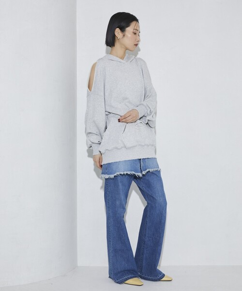 Firsthand（ファーストハンド）の「Firsthand/ファーストハンド ダメージスリットフーディ（パーカー・レディース・グレー/チャコールグレー・FREE）」の15枚目の写真