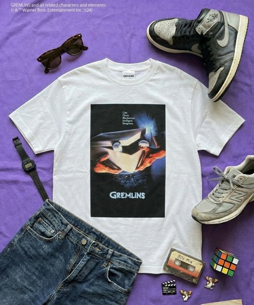 minius(ミニウス)の「『グレムリン/GREMLINS』"""Mischievous"" T-Shirt" 半袖プリントTシャツ ビックシルエット ピグメント加工 ヴィンテージライク(Tシャツ/カットソー・メンズ・チャコール/ホワイト・X-LARGE/LARGE/MEDIUM)」の2枚目の写真