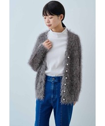 IEDIT（イディット）の「ＩＥＤＩＴ　パール調ボタンのブライトフェザーヤーンニットカーディガン（カーディガン/ボレロ）」