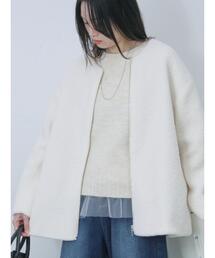 Samansa Mos2 blue | ライトボアコート(その他アウター)