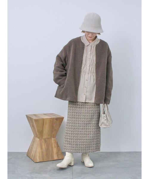 Samansa Mos2 blue（サマンサモスモスブルー）の「ライトボアコート（その他アウター・レディース・モカ/キナリ/チャコールグレー・F）」の5枚目の写真