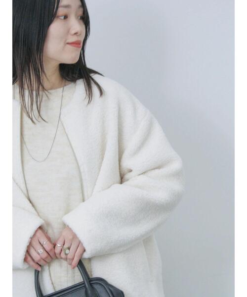 Samansa Mos2 blue（サマンサモスモスブルー）の「ライトボアコート（その他アウター・レディース・モカ/キナリ/チャコールグレー・F）」の10枚目の写真