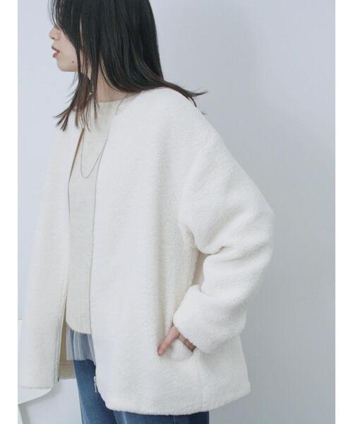 Samansa Mos2 blue（サマンサモスモスブルー）の「ライトボアコート（その他アウター・レディース・モカ/キナリ/チャコールグレー・F）」の11枚目の写真