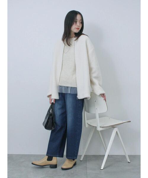 Samansa Mos2 blue（サマンサモスモスブルー）の「ライトボアコート（その他アウター・レディース・モカ/キナリ/チャコールグレー・F）」の13枚目の写真