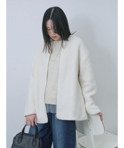 Samansa Mos2 blue（サマンサモスモスブルー）の「ライトボアコート（その他アウター・レディース・モカ/キナリ/チャコールグレー・F）」の15枚目の写真