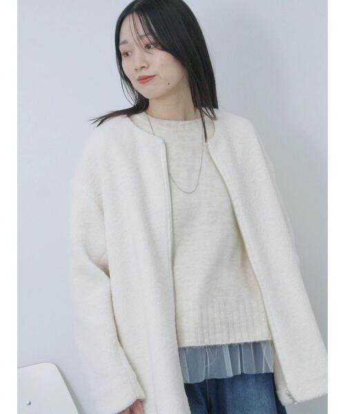 Samansa Mos2 blue（サマンサモスモスブルー）の「ライトボアコート（その他アウター・レディース・モカ/キナリ/チャコールグレー・F）」の16枚目の写真