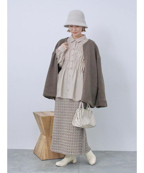 Samansa Mos2 blue（サマンサモスモスブルー）の「ライトボアコート（その他アウター・レディース・モカ/キナリ/チャコールグレー・F）」の22枚目の写真