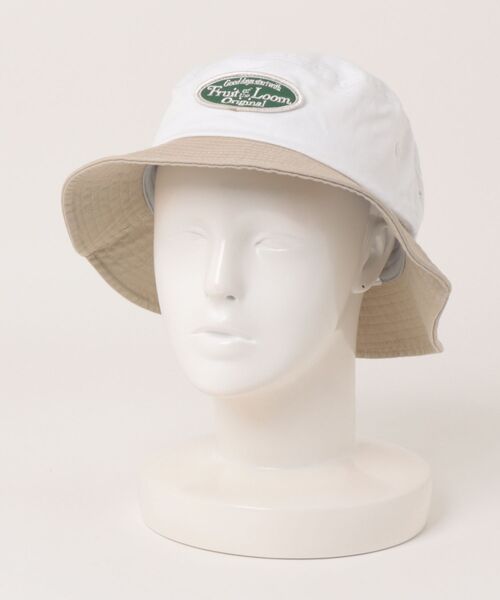 FRUIT OF THE LOOM(フルーツオブザルーム)の「【FRUIT OF THE LOOM】 EX TWOTONE WAPPEN BUCKET HAT/ワッペンバケットハット(ハット・レディース・ベージュ/パープル/ネイビー・FREE)」の2枚目の写真