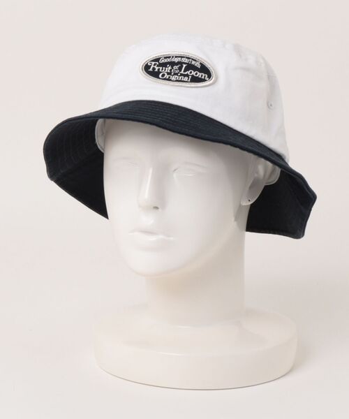 FRUIT OF THE LOOM(フルーツオブザルーム)の「【FRUIT OF THE LOOM】 EX TWOTONE WAPPEN BUCKET HAT/ワッペンバケットハット(ハット・レディース・ベージュ/パープル/ネイビー・FREE)」の1枚目の写真