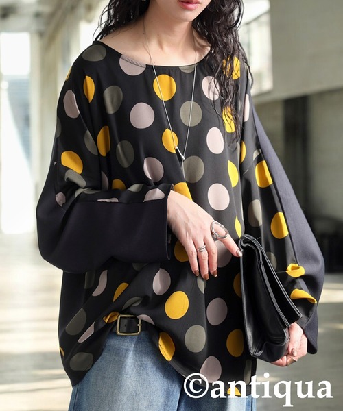 antiqua(アンティカ)の「ドットラグラントップス(その他トップス・レディース・ブラック/ホワイト・ONESIZE)」の1枚目の写真