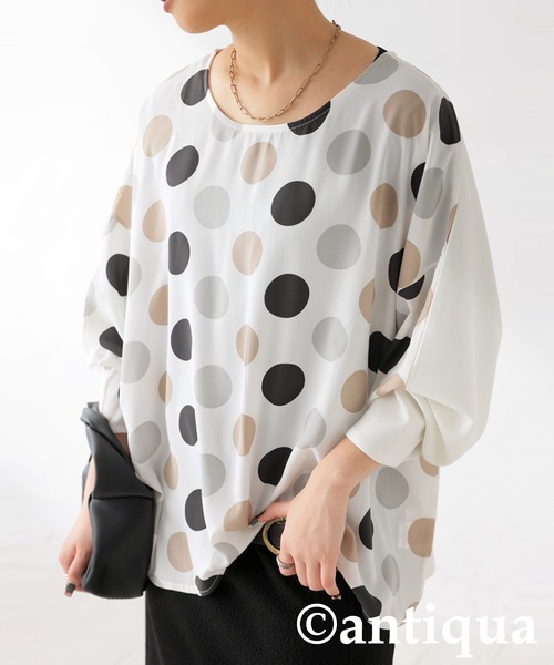 antiqua(アンティカ)の「ドットラグラントップス(その他トップス・レディース・ブラック/ホワイト・ONESIZE)」の5枚目の写真