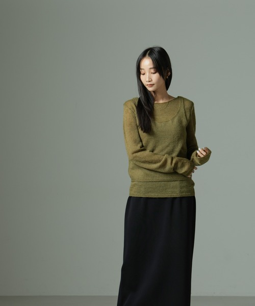 NANO universe（ナノユニバース）の「ビスチェセットニット（ニット/セーター・レディース・ブラック/ベージュ/カーキブラウン・FREE）」の7枚目の写真