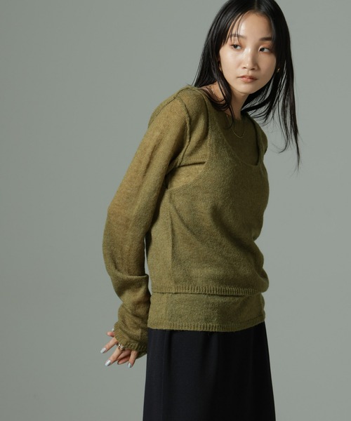 NANO universe（ナノユニバース）の「ビスチェセットニット（ニット/セーター・レディース・ブラック/ベージュ/カーキブラウン・FREE）」の5枚目の写真