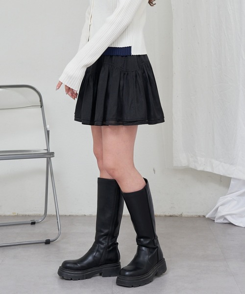 RAY CASSIN(レイカズン)の「シアーフレアミニスカート(スカート・レディース・ブラック/グレー系その他2/ホワイト・FREE)」の1枚目の写真