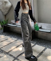 サイドリボンデニムパンツ