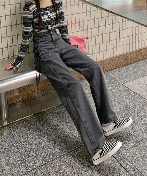 ViViDAY(ビビデー)の「サイドリボンデニムパンツ(デニムパンツ・レディース・ブラック・S/M/L)」の9枚目の写真