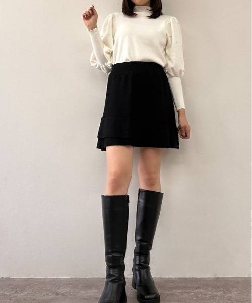 kirakiraShop(キラキラショップ)の「パール ボリューム スリーブ ニット トップス(ニット/セーター・レディース・ホワイト/ブラック・FREE)」の14枚目の写真