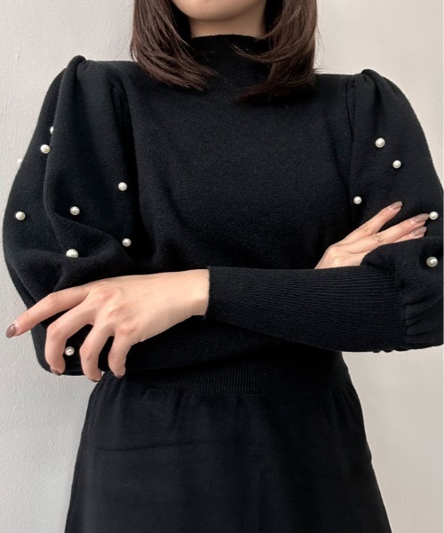 kirakiraShop(キラキラショップ)の「パール ボリューム スリーブ ニット トップス(ニット/セーター・レディース・ホワイト/ブラック・FREE)」の20枚目の写真