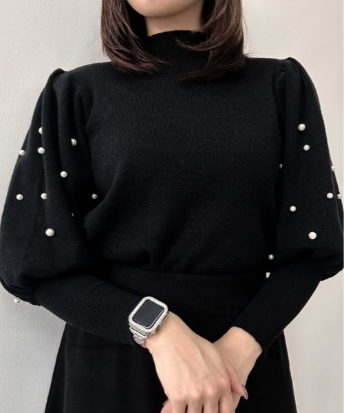kirakiraShop(キラキラショップ)の「パール ボリューム スリーブ ニット トップス(ニット/セーター・レディース・ホワイト/ブラック・FREE)」の21枚目の写真