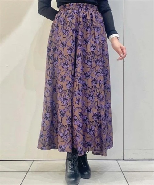 axes femme(アクシーズファム)の「花柄フレアスカート(スカート・レディース・ブラック/ブラウン・FREE)」の1枚目の写真