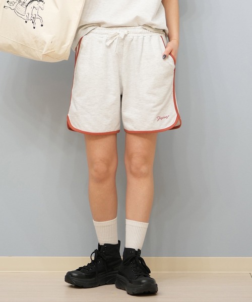 DISCUS ATHLETIC（ディスカス　アスレチック）の「DISCUS ATHLETIC/ディスカスアスレチック パイピングショートパンツ 5287-5970（スウェットパンツ・レディース・オートミール/スミクロ/コーラル・M/L）」の10枚目の写真