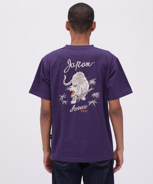 国内発送【AVIREX】スウェット 半袖Tシャツ SOUVENIR TIGER T-SHIRT / スーベニア タイガー 半袖Tシャツ