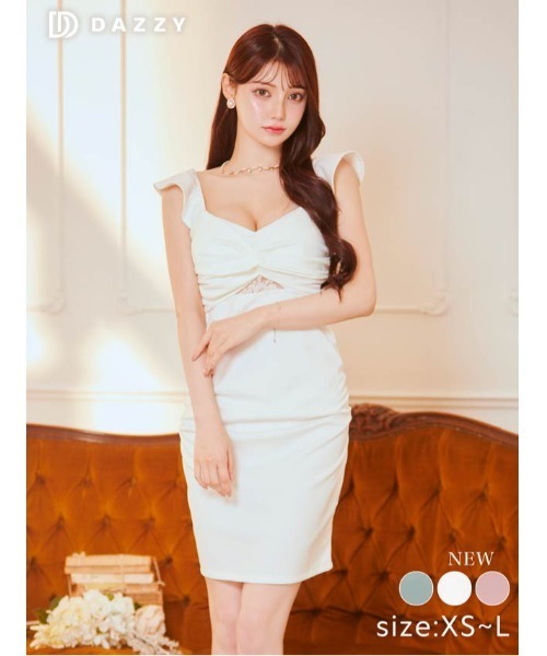 フリル スリーブ ドレープ タイト ミニドレス（ドレス）｜DAZZY（デイジー）