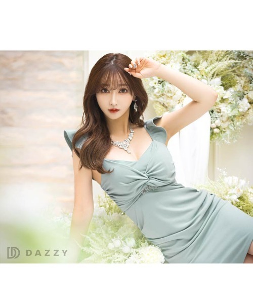 DAZZY（デイジー）の「【色っぽさ仕込む】フリルスリーブ ドレープ タイトミニドレス キャバドレス（ドレス・レディース・ミント/ホワイト/ピンク・XS/S/M/L）」の12枚目の写真